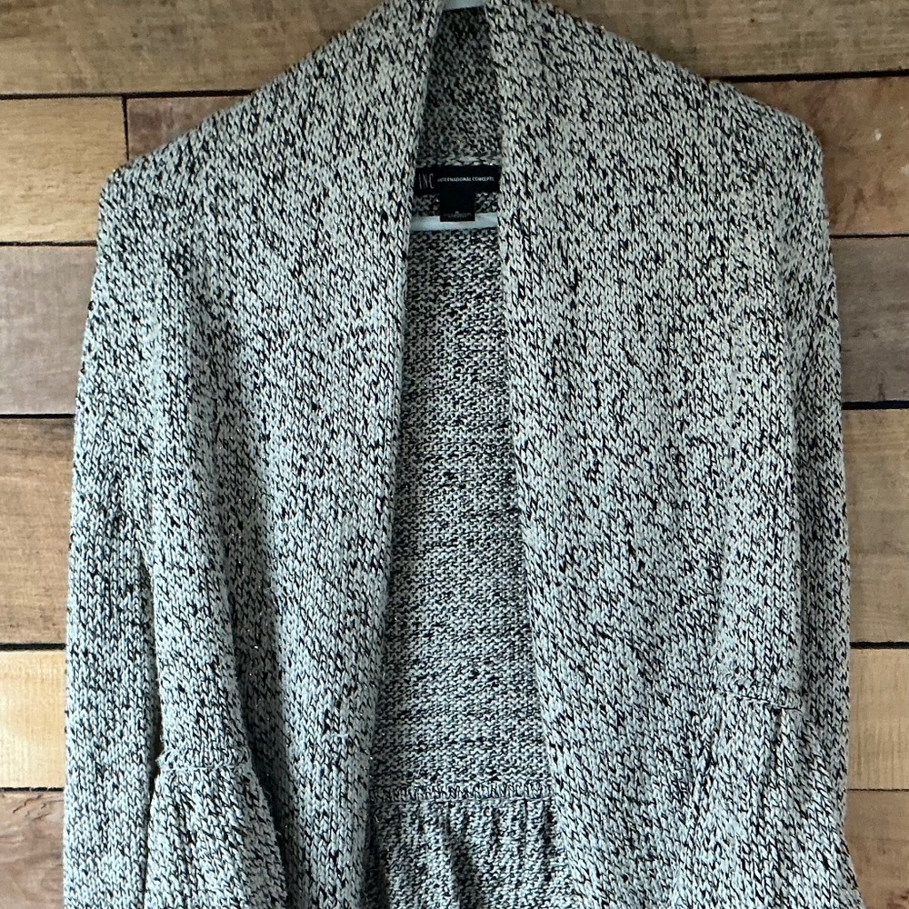 INC International S Cropped Sweater Ruffled Metallic Thread Cottagecore Romantic